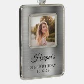 銀フェイク箔21歳の誕生日の写真 シルバープレートフレームオーナメント (右)