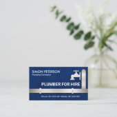 銀フェイク管蛇口青水グランジ栓 名刺 (スタンド正面)