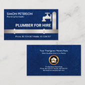 銀フェイク管蛇口青水グランジ栓 名刺 (正面/裏面)