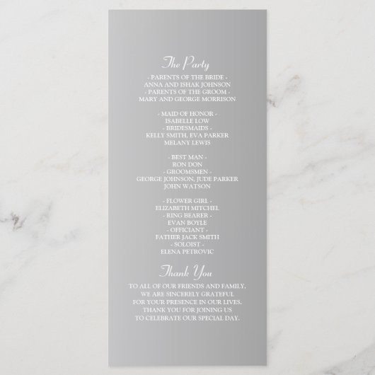 銀フェイク結婚式 プログラム (裏面)