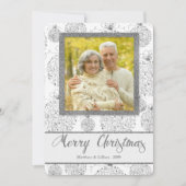 銀フェイク葉クリスマスオーナメント写真 シーズンカード (正面)