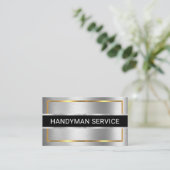 銀フェイク製ストライプ金ゴールド枠 名刺 (スタンド正面)