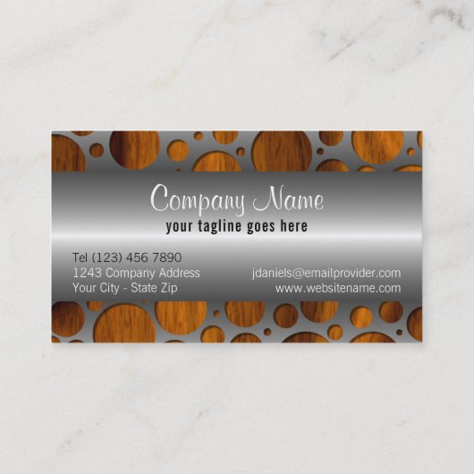 銀フェイク金属モダントレンディー木目パターン 名刺 (裏面)