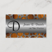 銀フェイク金属モダントレンディー木目パターン 名刺 (正面)