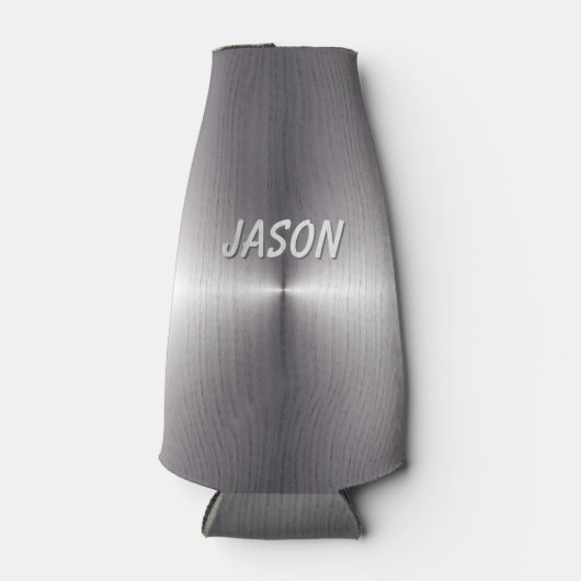 銀フェイク金属缶又はボトルホルダ名前をカスタムする ボトルクーラー (正面)