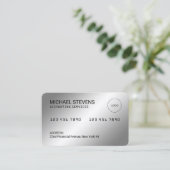 銀フェイク金製クレジットカード 名刺 (スタンド正面)