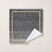 銀フェイク黒金ゴールドユニーク3色モノグラム バスタオルセット (ウォッシュタオル)