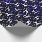 銀フォイルフェイククリスマストナカイ&ブルー《写真》ぼけ味 ラッピングペーパー (角)