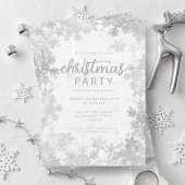 銀フォイルフェイクスノーフレークのクリスマスパーティー 招待状