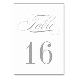 銀フォーマルと白の表番号カード テーブルナンバー