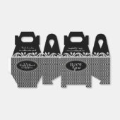 銀フルーア幾何模様白黒パーティー フェイバーボックス (折り畳みなし)