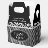 銀フルーア幾何模様白黒パーティー フェイバーボックス (オープン)