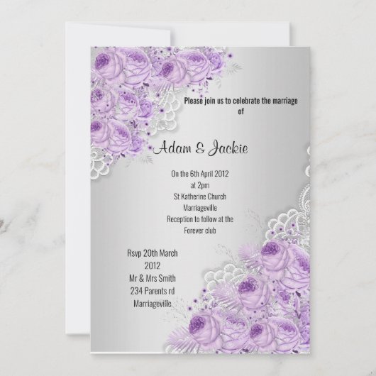 銀フローラエレガントレモダンス 招待状 (正面)