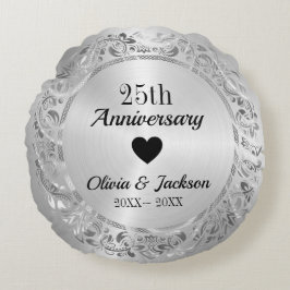 銀フローラオーナメント ラウンドクッション