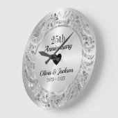 銀フローラオーナメント ラージ壁時計 (傾斜)