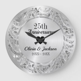 銀フローラオーナメント ラージ壁時計