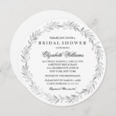 銀フローラリースブライダルシャワー招待状 招待状 (正面/裏面)