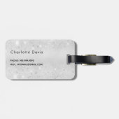 銀フローラ赤面ピンクグリッターモノグラム名 ラゲッジタグ (裏面横)