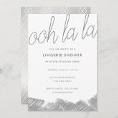 銀ブラシモダンストロークランジェリーシャワー招待状 招待状 (正面/裏面)