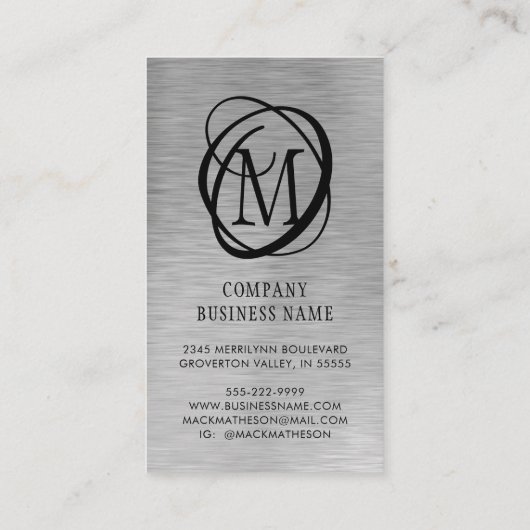 銀ブラシ仕上げ金属モノグラエレガントム 名刺 (裏面)