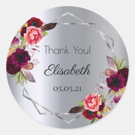 銀ブルゴーニュの花の幾何学名 ラウンドシール (正面)