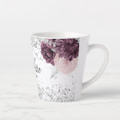 銀ブルゴーニュの花エレガントモノグラム名 カフェラテマグ (右)