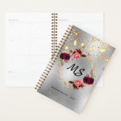 銀ブルゴーニュの花金ゴールド星 プランナー手帳 (ディスプレー)