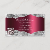 銀ブルゴーニュアゲイト大理石ロゴQRコード 名刺 (裏面)