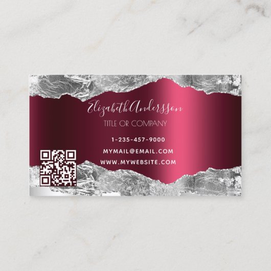 銀ブルゴーニュアゲイト大理石ロゴQRコード 名刺 (裏面)