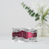 銀ブルゴーニュアゲイト大理石ロゴQRコード 名刺 (スタンド正面)