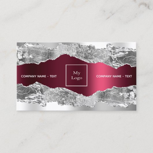 銀ブルゴーニュアゲイト大理石ロゴQRコード 名刺 (正面)