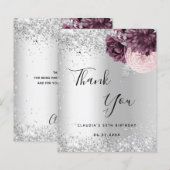 銀ブルゴーニュピンクフローラサンキューカード (正面/裏面)