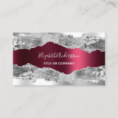 銀ブルゴーニュ大理石QRコード写真 名刺 (正面)