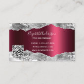 銀ブルゴーニュ大理石QRコード 名刺 (裏面)