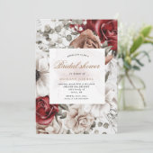 銀ブルゴーニュ素朴フローラブライダルシャワー招待状 (スタンド正面)