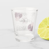 銀ブルゴーニュ花模様エレガントモノグラム名 ショットグラス (裏面)