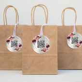 銀ブルゴーニュ花模様金ゴールド幾何学的結婚QR ラウンドシール