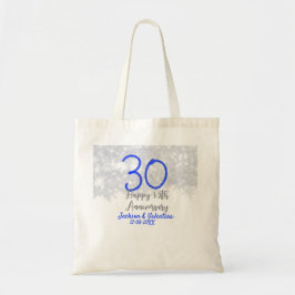 銀ブルーのラメで30周年記念のお祝いを トートバッグ