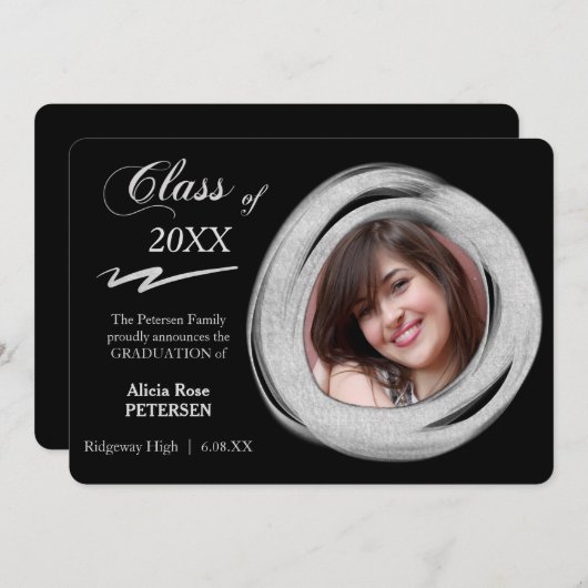 銀ブ絵を描ラシフレーム卒業発表 案内状 (正面/裏面)