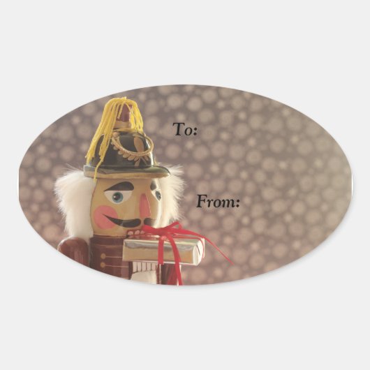 銀プレゼント付きくるみ割りラベル 楕円形シール (正面)