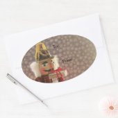 銀プレゼント付きくるみ割りラベル 楕円形シール (封筒)