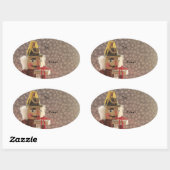 銀プレゼント付きくるみ割りラベル 楕円形シール (シート)