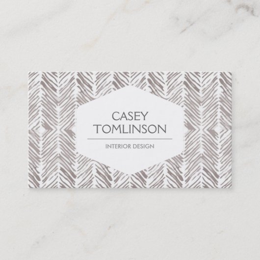 銀ヘリンボーン水カラーのアートワーク 名刺 (正面)