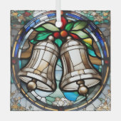 銀ベルフェイクステンドグラス ガラスオーナメント (正面)