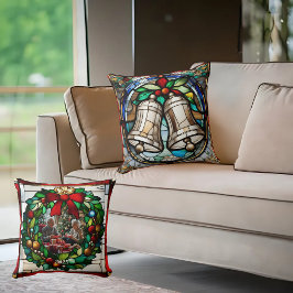 銀ベルフェイクステンドグラス クッション