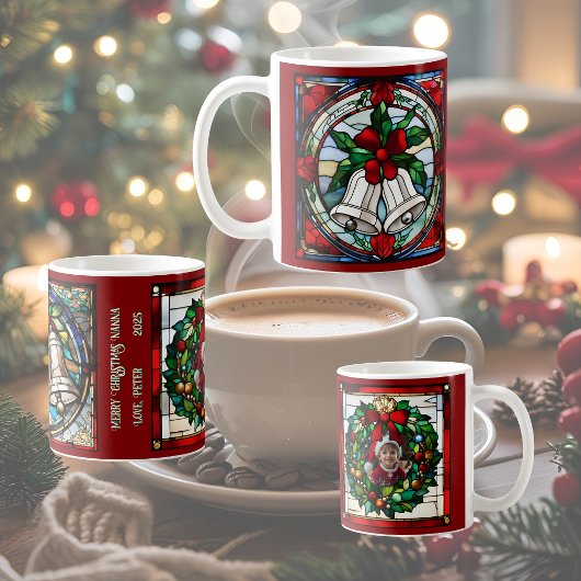 銀ベルフェイクステンドグラス コーヒーマグカップ