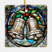 銀ベルフェイクステンドグラス セラミックオーナメント (正面)