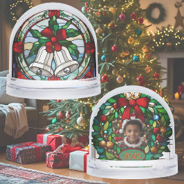 銀ベル赤リボンフェイクステンドグラス