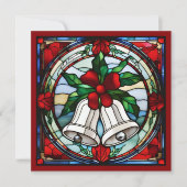 銀ベル赤リボンフェイクステンドグラス (正面)