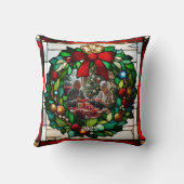 銀ベル赤リボンフェイクステンドグラス クッション (裏面)